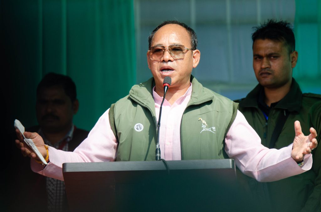 Shri Mama Natung, Honb. forest Minister of Arunachal Pradesh addressing the audience at PPHF 2023